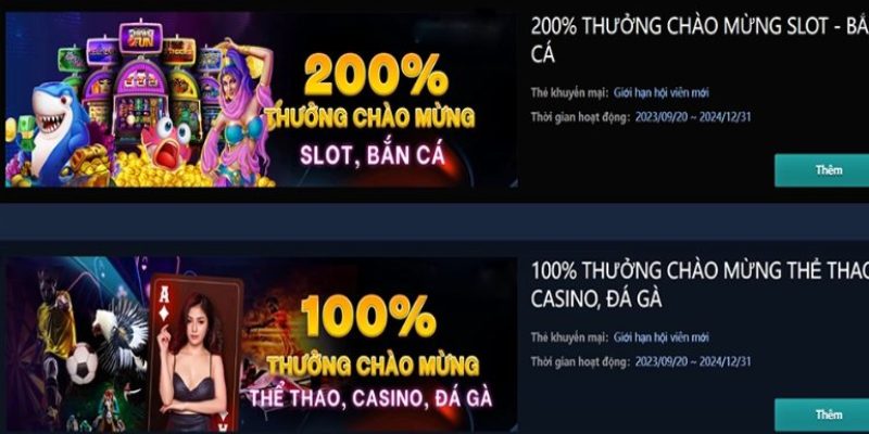 Khi mới bắt đầu tham gia bạn đã nhận được khoảng tặng tiền lên tới 200%